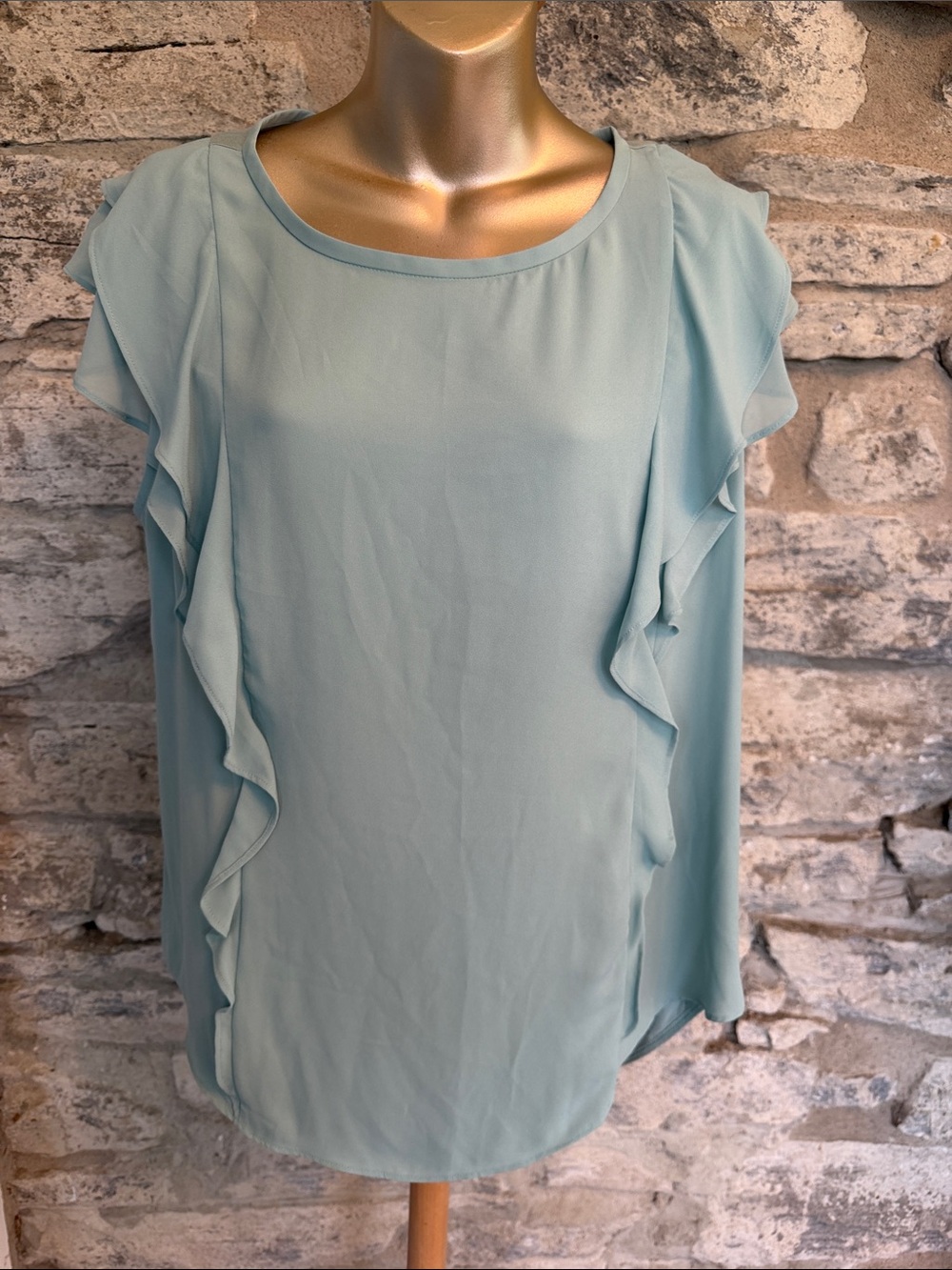 Ruffle Sleeve Mixed Media Top